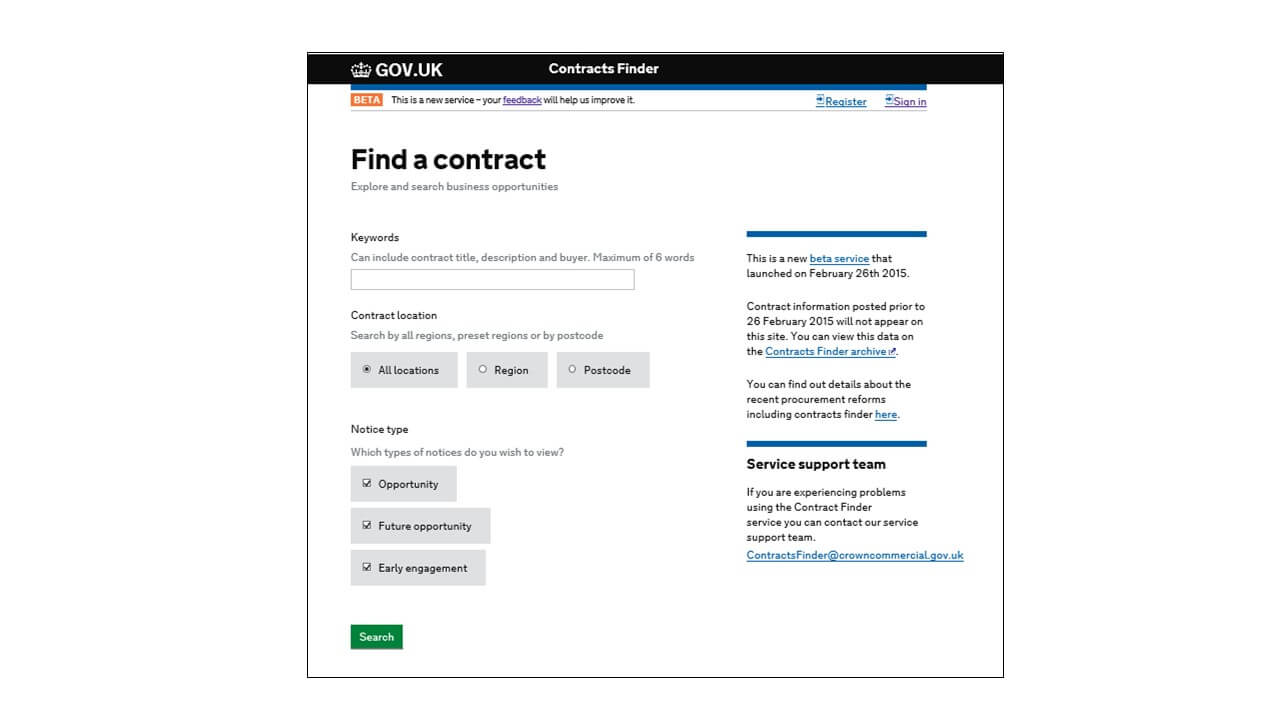 GOV.UK contract finder
